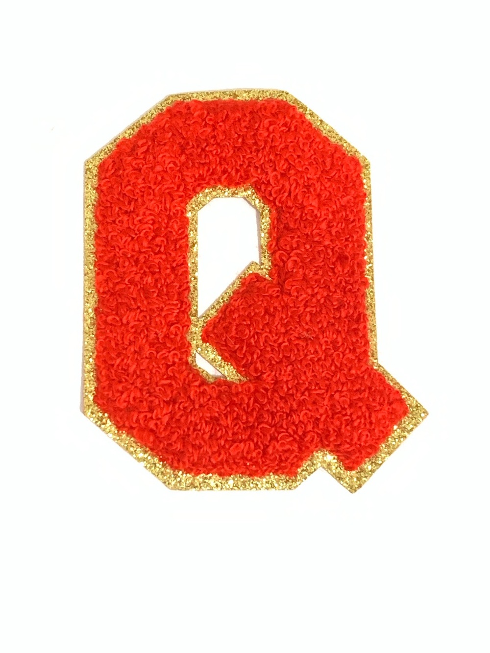 Red Letter Q Iron-On Patch with Gold Trim